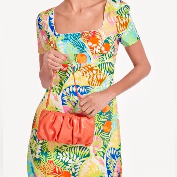 🌺🎉HP🎉🌺 NWT Staud Ruched Leather Bean Bag Blood Orange - Picture 9 of 16